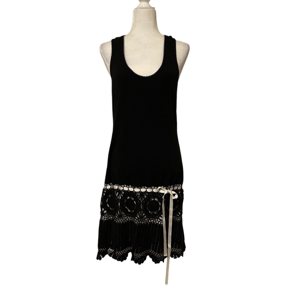 Moda international black crochet tank top dress